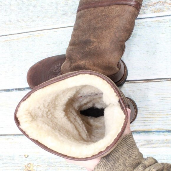 Blondo Brown Leather Waterproof Shearling Lined Tall Duck Boots Size 8 B - Picture 8 of 9